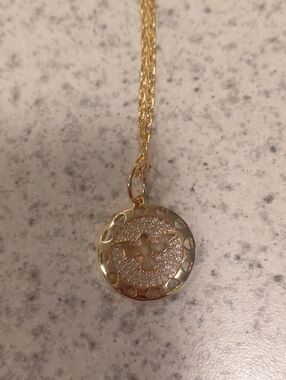 Gold-Tone Dove Pendant Necklace with Pavé Crystals